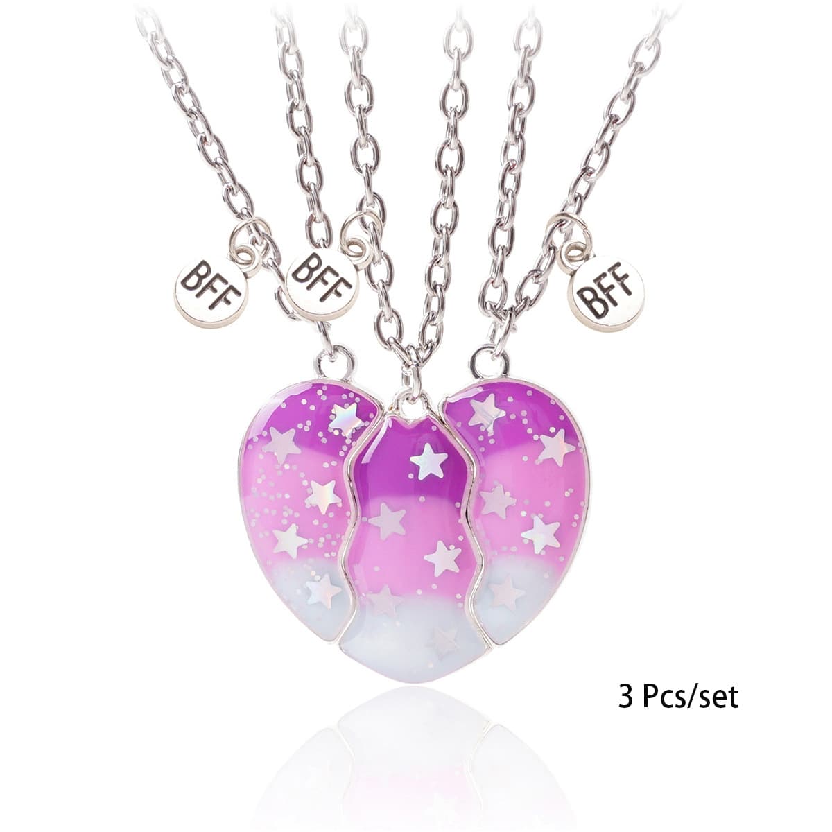 BFF Best Friends Forever Magnetic Heart Necklace Set of 3