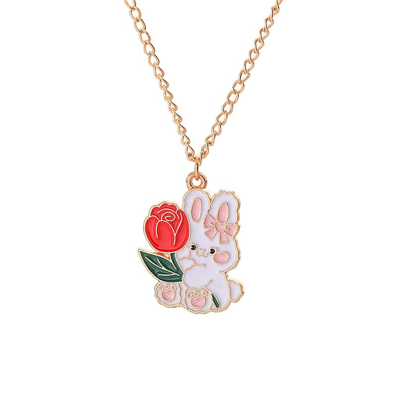 Adorable Rabbit Necklaces - Cute Couple Enamel Pendant Chains for Girls & Teens