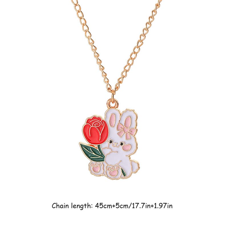 Adorable Rabbit Necklaces - Cute Couple Enamel Pendant Chains for Girls & Teens