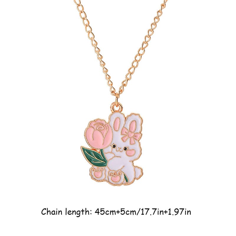 Adorable Rabbit Necklaces - Cute Couple Enamel Pendant Chains for Girls & Teens