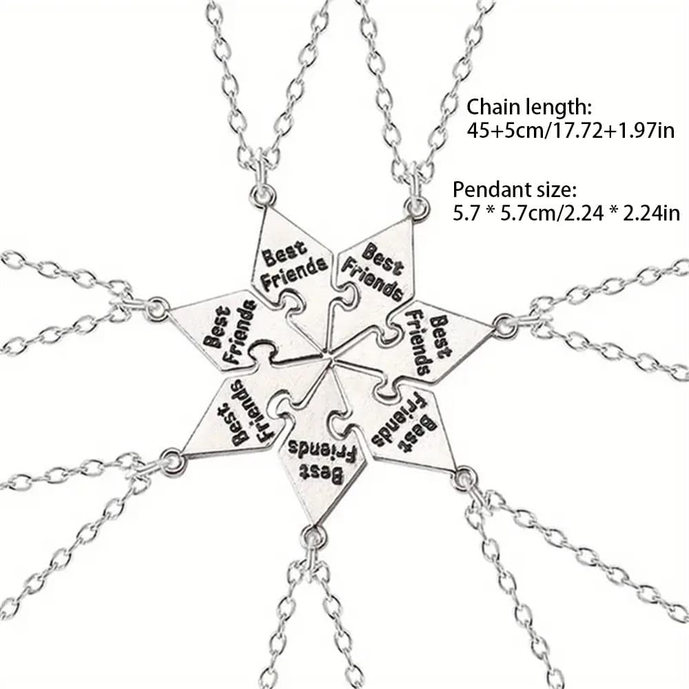 7-Piece Best Friends Puzzle Necklace Set - Perfect Gift for Girls