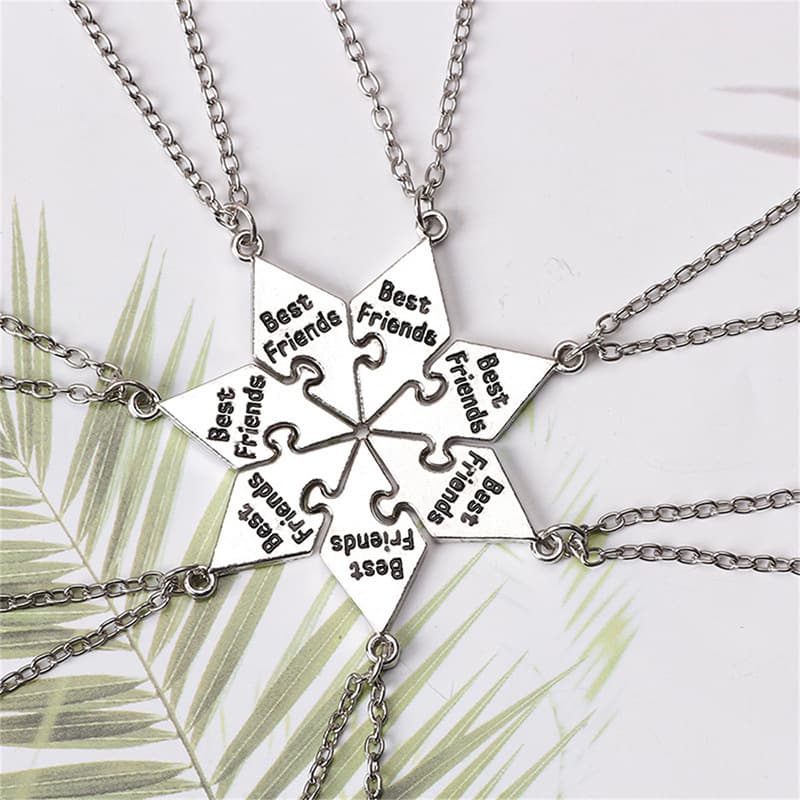 7-Piece Best Friends Puzzle Necklace Set - Perfect Gift for Girls