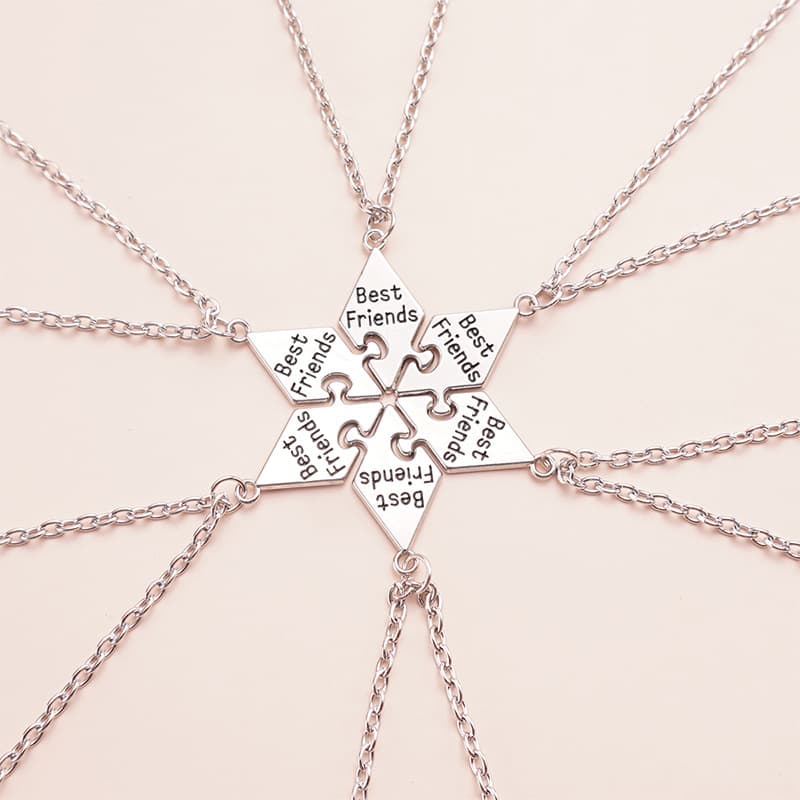 6-Piece Best Friends Puzzle Necklace Set