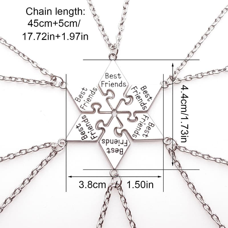 6-Piece Best Friends Puzzle Necklace Set