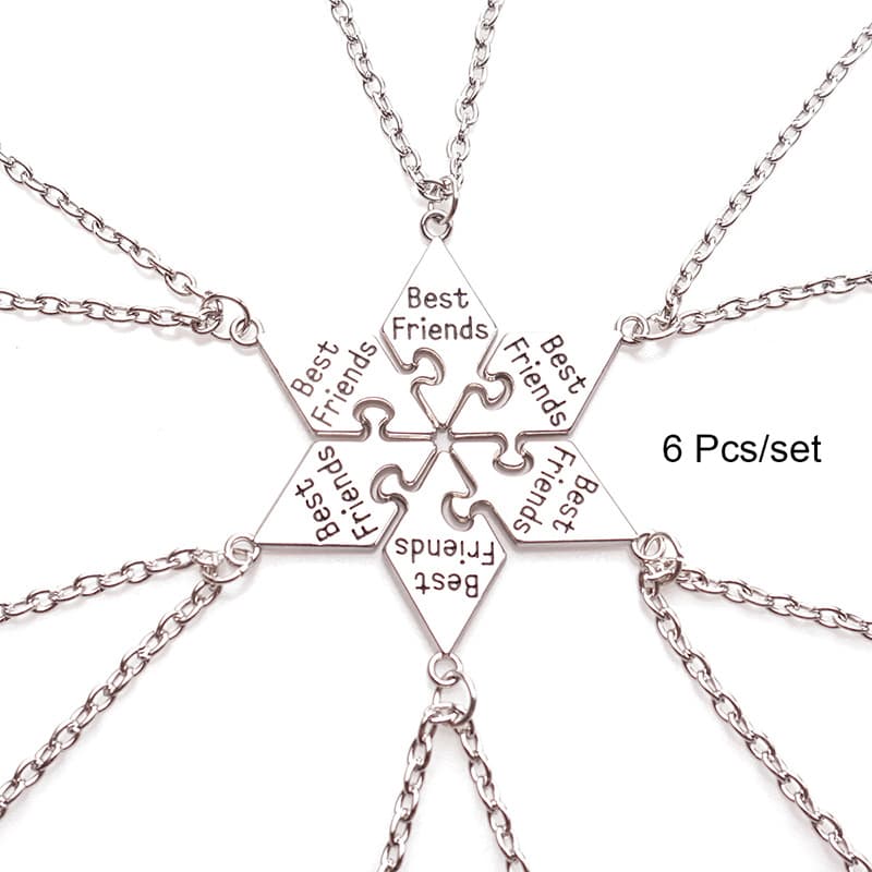 6-Piece Best Friends Puzzle Necklace Set