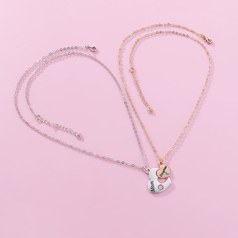 Mom & Daughter Heart Necklace Set - Perfect Mother Daughter Gift