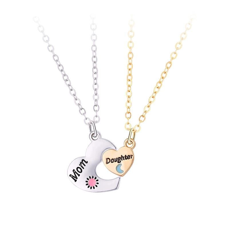 Mom & Daughter Heart Necklace Set - Perfect Mother Daughter Gift