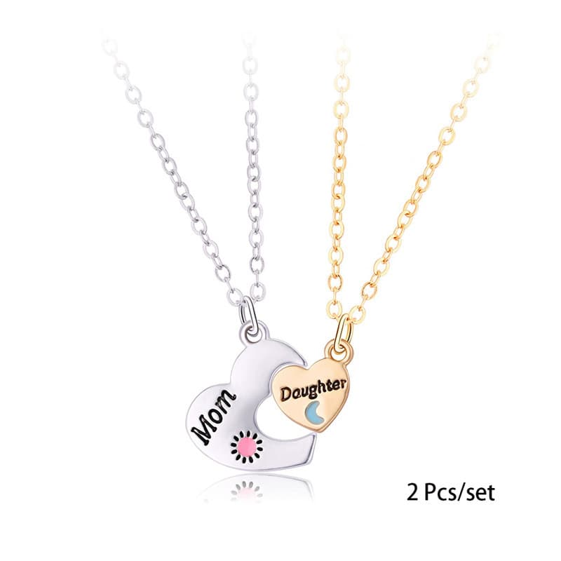 Mom & Daughter Heart Necklace Set - Perfect Mother Daughter Gift