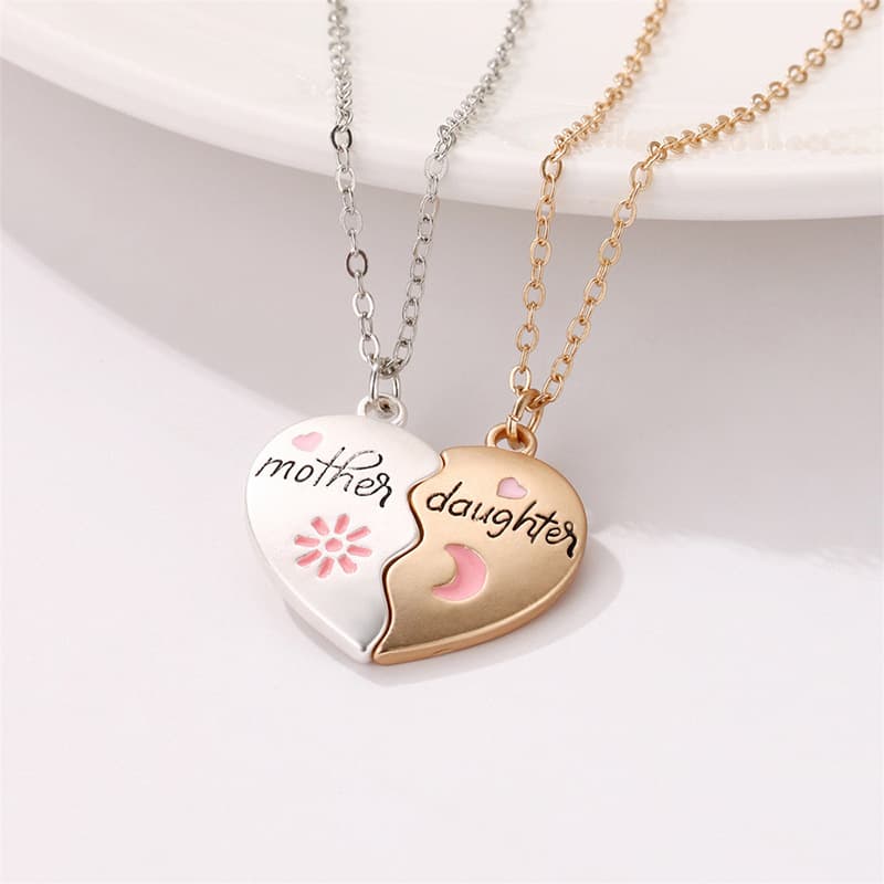 Mother Daughter Heart Puzzle Necklaces Set - Perfect Gift for Mom & Daughter