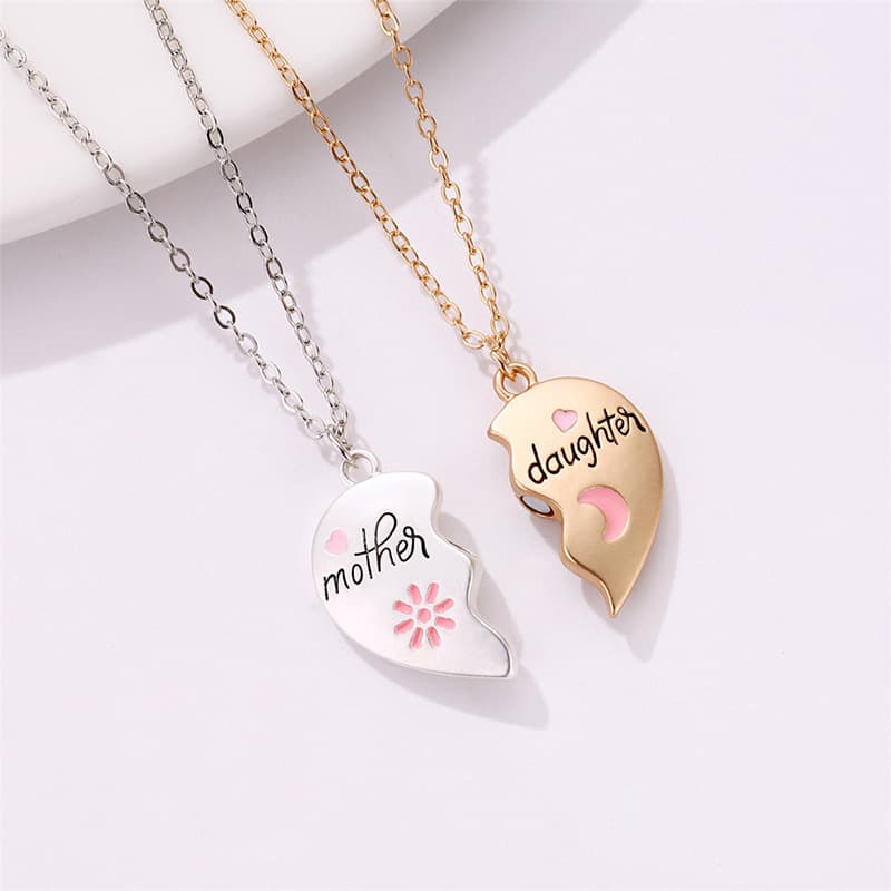 Mother Daughter Heart Puzzle Necklaces Set - Perfect Gift for Mom & Daughter