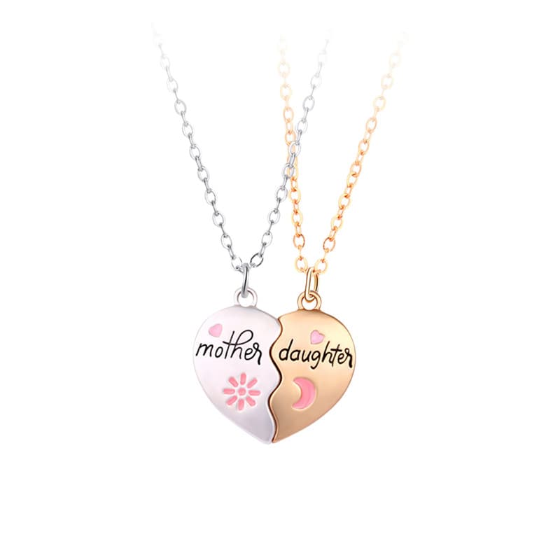 Mother Daughter Heart Puzzle Necklaces Set - Perfect Gift for Mom & Daughter
