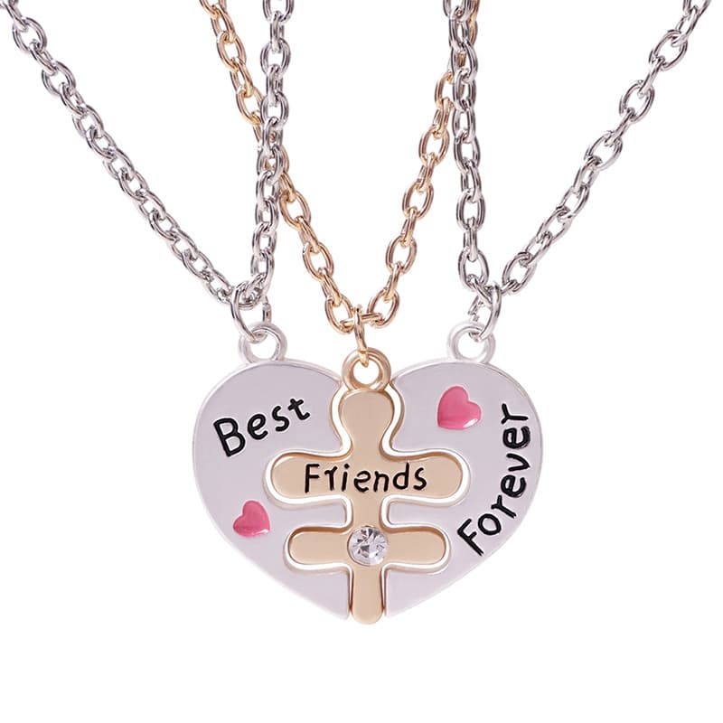 Best Friends Forever Heart Puzzle Necklace Set for Girls