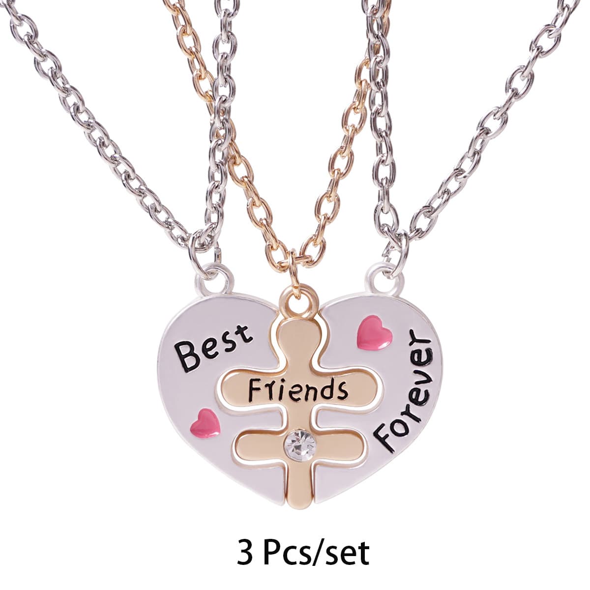 Best Friends Forever Heart Puzzle Necklace Set for Girls