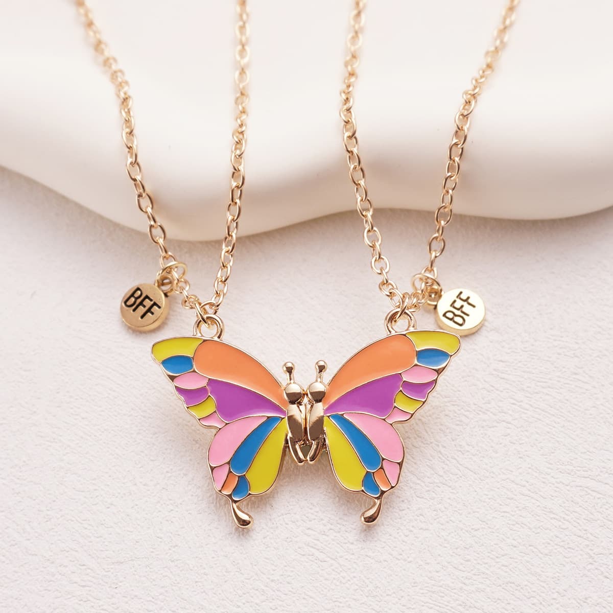 BFF Butterfly Necklace Set - Colorful Magnetic Friendship Necklaces for Girls & Best Friends
