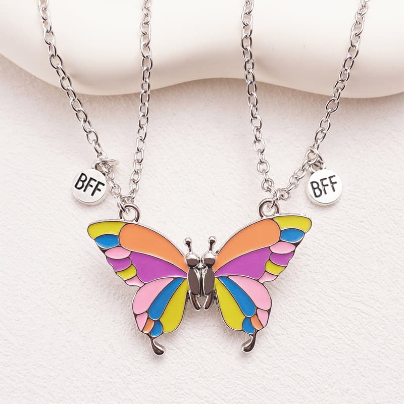 BFF Butterfly Necklace Set - Colorful Magnetic Friendship Necklaces for Girls & Best Friends