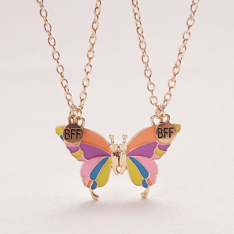 BFF Butterfly Necklace Set - Colorful Magnetic Friendship Necklaces for Girls & Best Friends