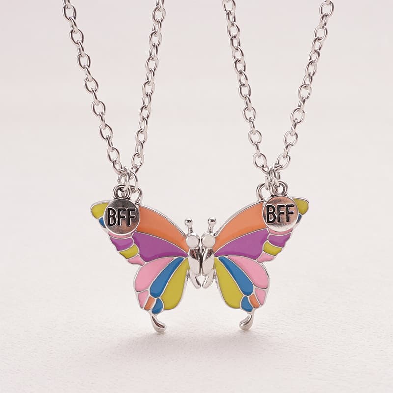 BFF Butterfly Necklace Set - Colorful Magnetic Friendship Necklaces for Girls & Best Friends