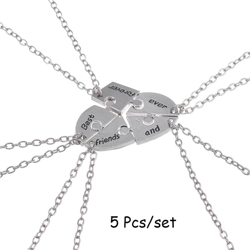 Best Friends Forever Puzzle Heart Necklace Set of 5