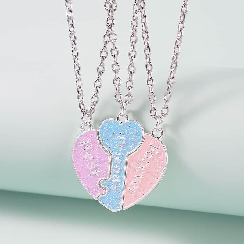 Magnetic Best Friends Necklace Set - Sparkly Heart Pendant for Girls & Teens