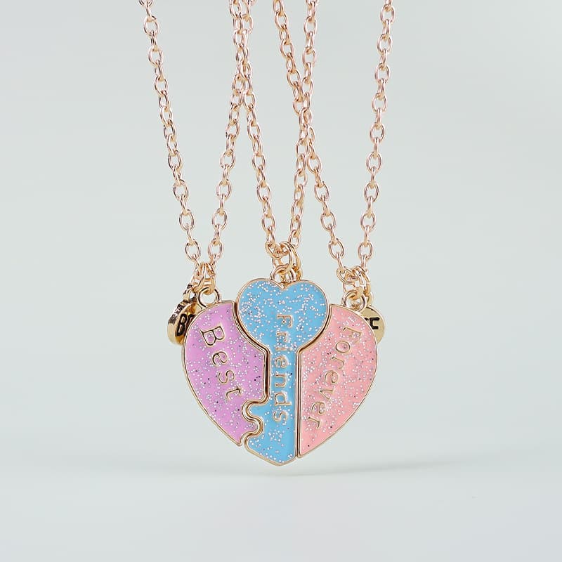 Magnetic Best Friends Necklace Set - Sparkly Heart Pendant for Girls & Teens