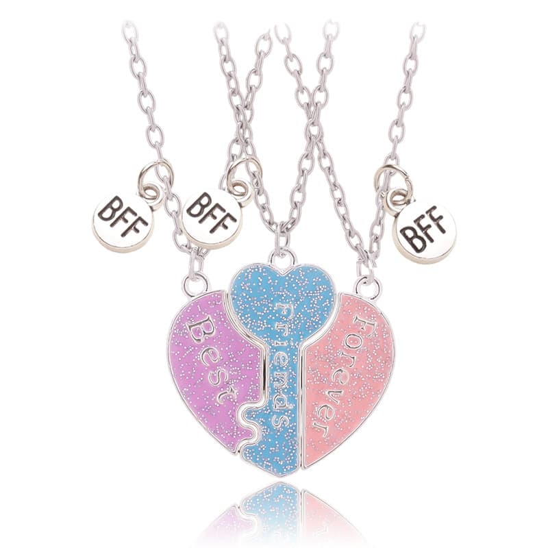 Magnetic Best Friends Necklace Set - Sparkly Heart Pendant for Girls & Teens