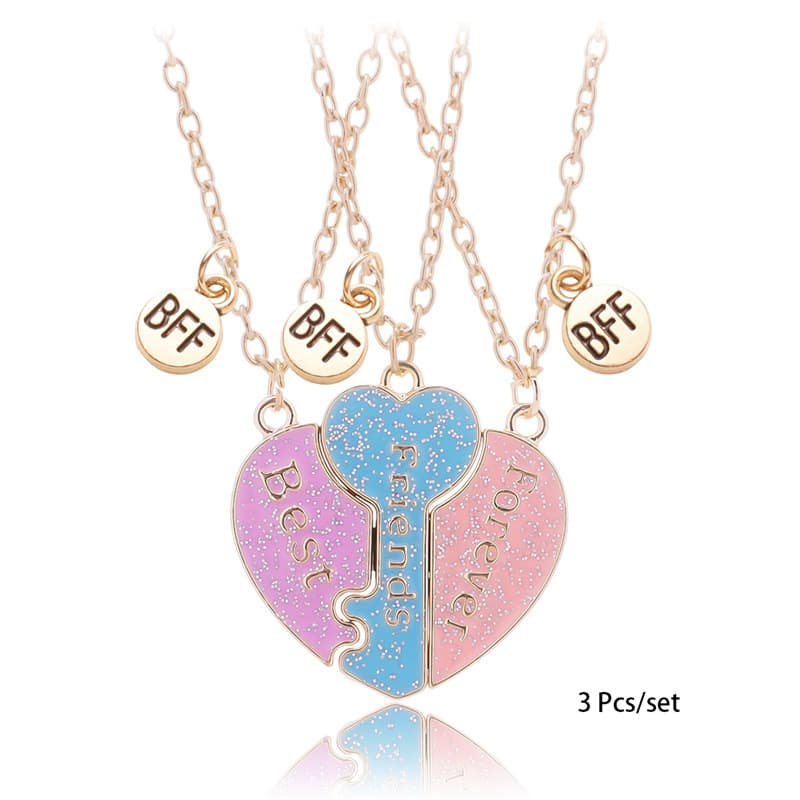 Magnetic Best Friends Necklace Set - Sparkly Heart Pendant for Girls & Teens