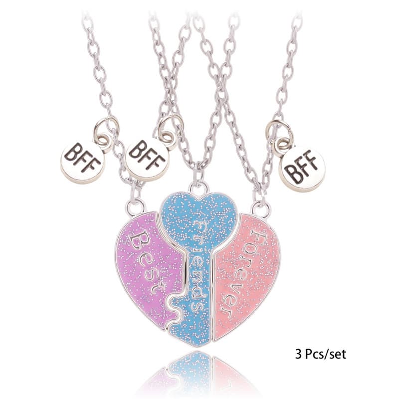 Magnetic Best Friends Necklace Set - Sparkly Heart Pendant for Girls & Teens