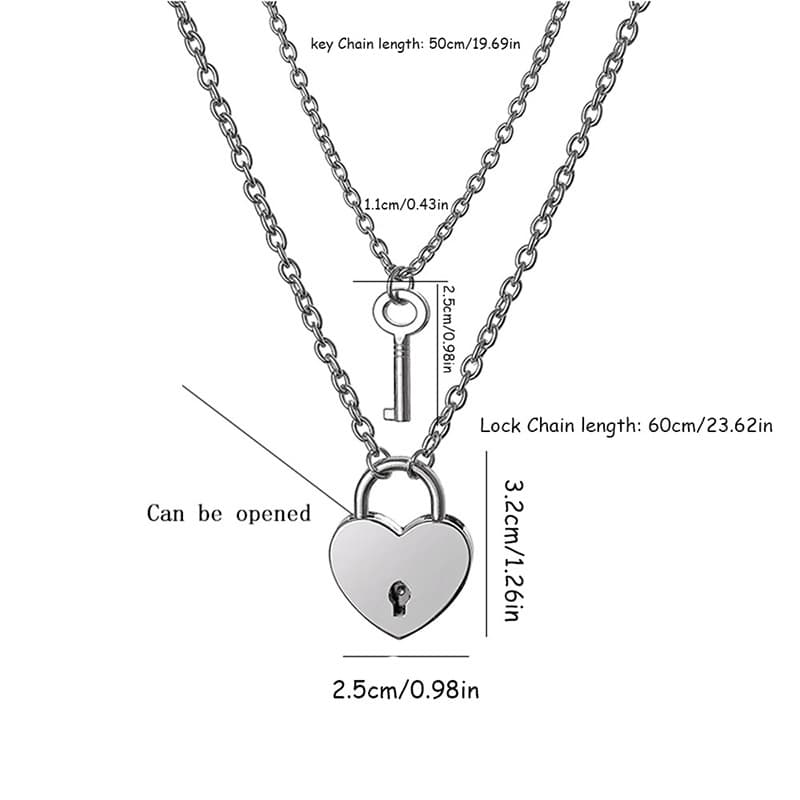 Heart Lock & Key Necklace Set - Romantic Gift for Couples