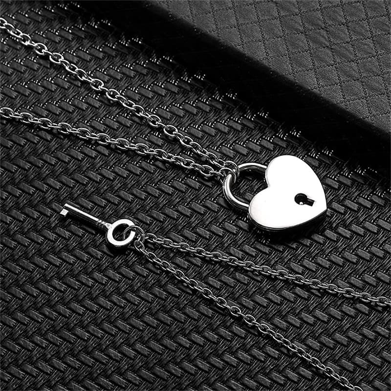 Heart Lock & Key Necklace Set - Romantic Gift for Couples