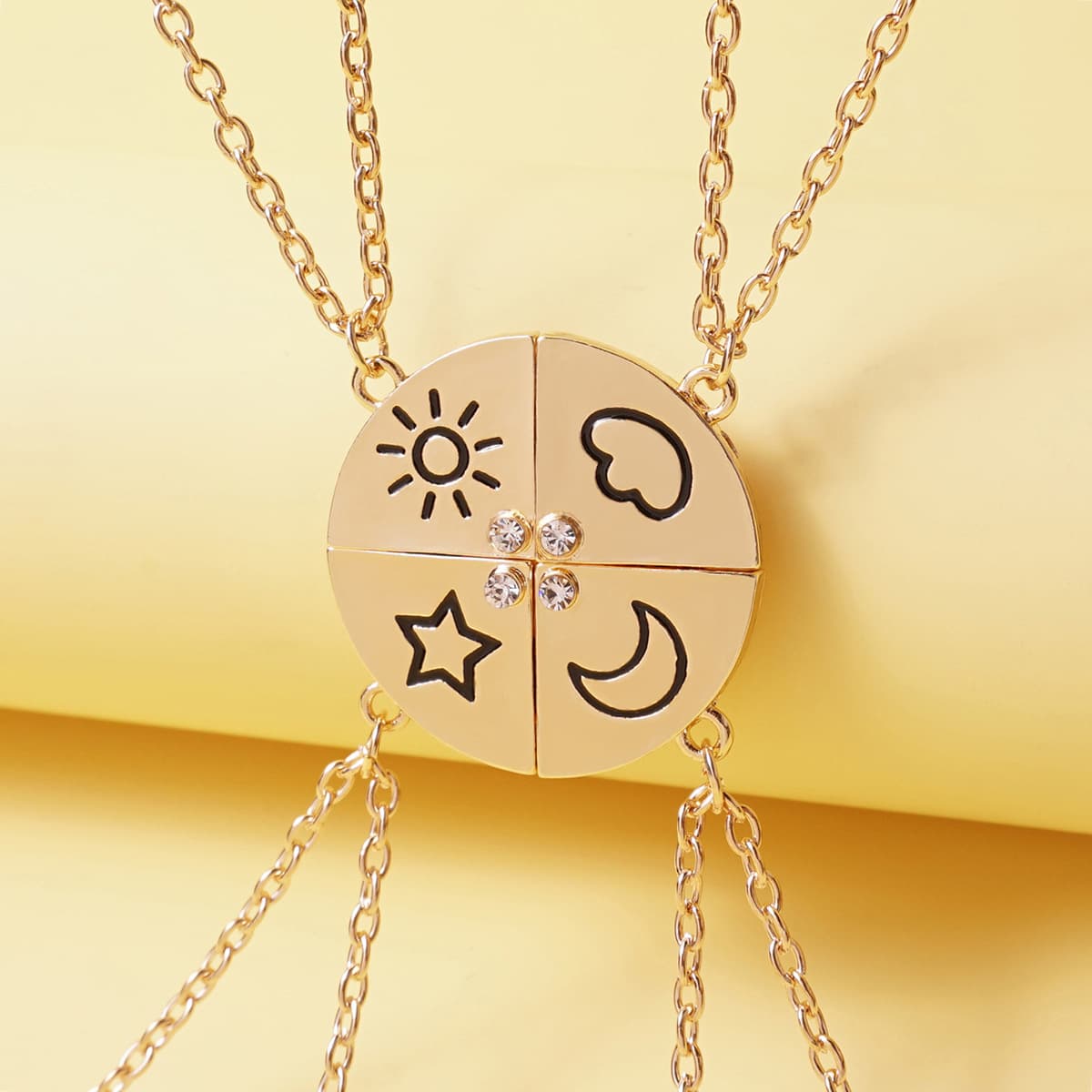 Friendship Puzzle Necklaces - Sun Moon Star Clouds Matching Set for Besties
