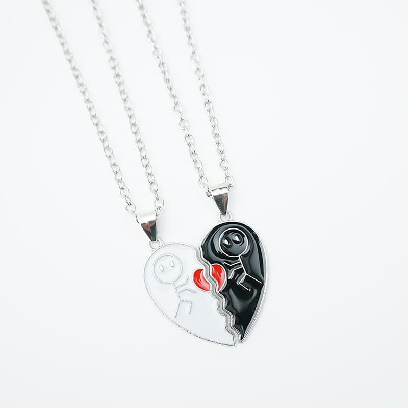 Matching Heart Pendant Necklace Set for Couples, Best Friends, Valentine's Gift
