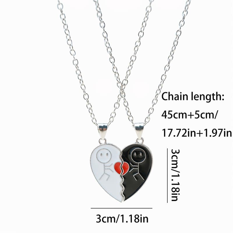 Matching Heart Pendant Necklace Set for Couples, Best Friends, Valentine's Gift