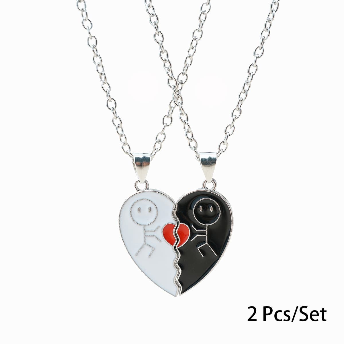 Matching Heart Pendant Necklace Set for Couples, Best Friends, Valentine's Gift