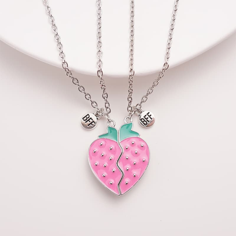 Strawberry BFF Necklace Set - Cute Magnetic Friendship Jewelry for Girls