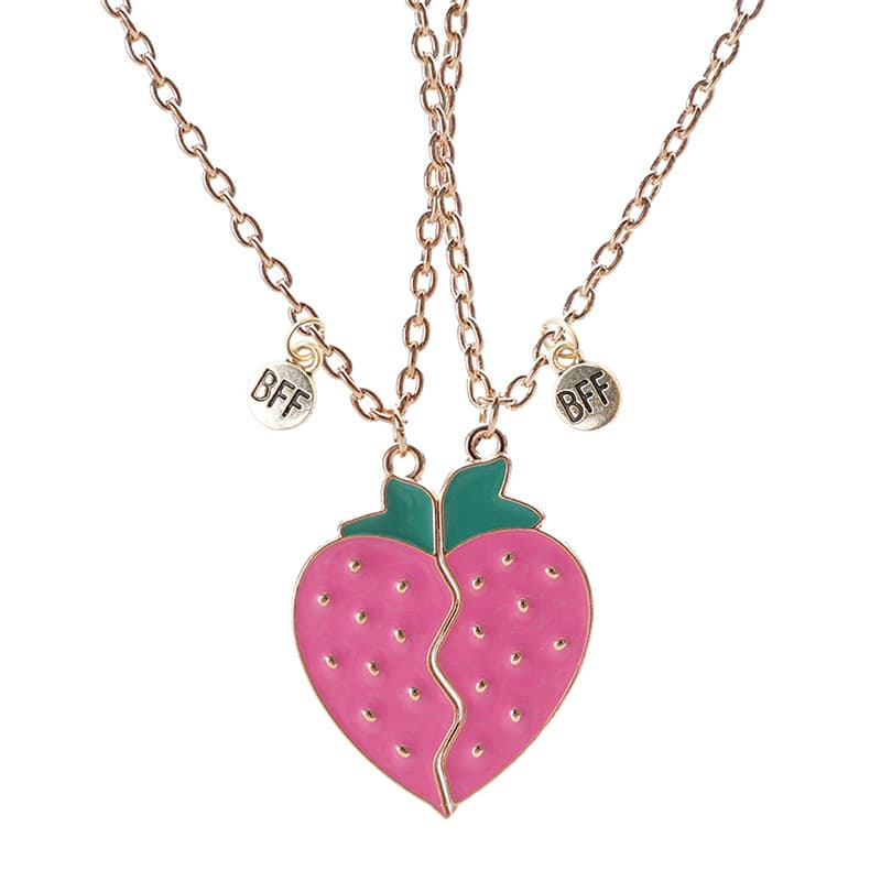 Strawberry BFF Necklace Set - Cute Magnetic Friendship Jewelry for Girls