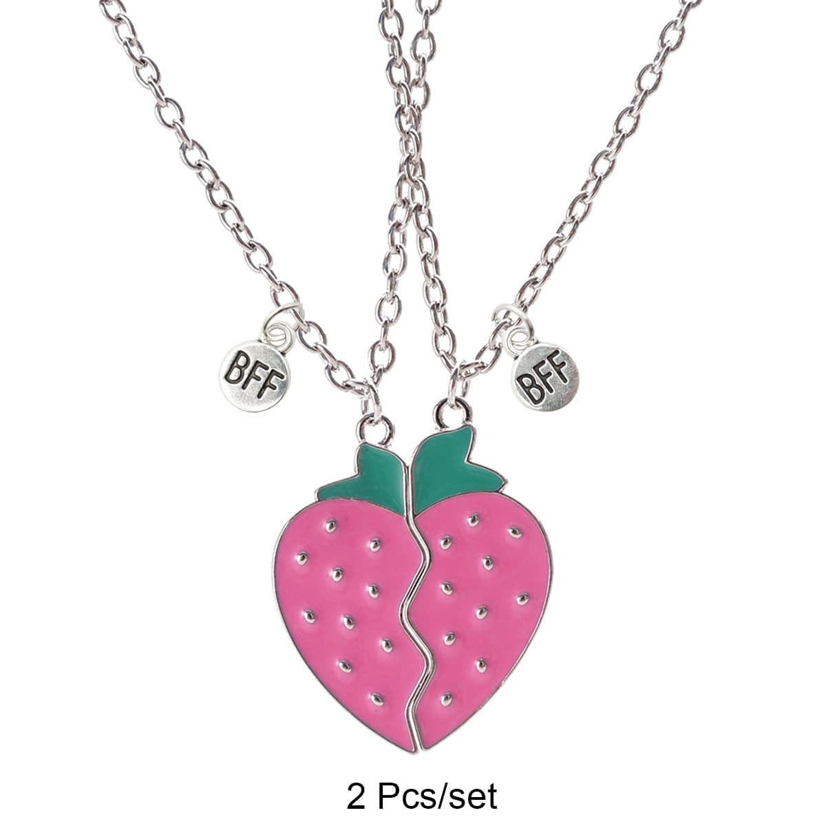 Strawberry BFF Necklace Set - Cute Magnetic Friendship Jewelry for Girls