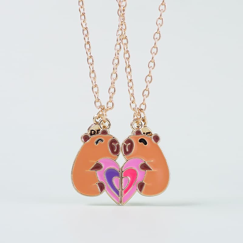 Cute Capybara Magnetic BFF Necklace Set for Best Friends