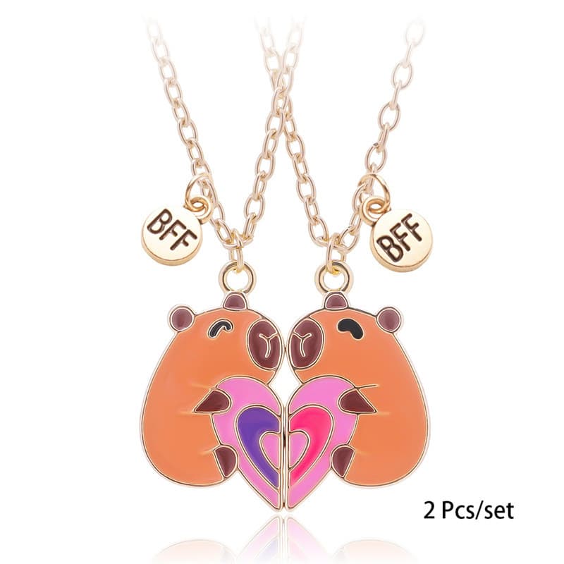 Cute Capybara Magnetic BFF Necklace Set for Best Friends