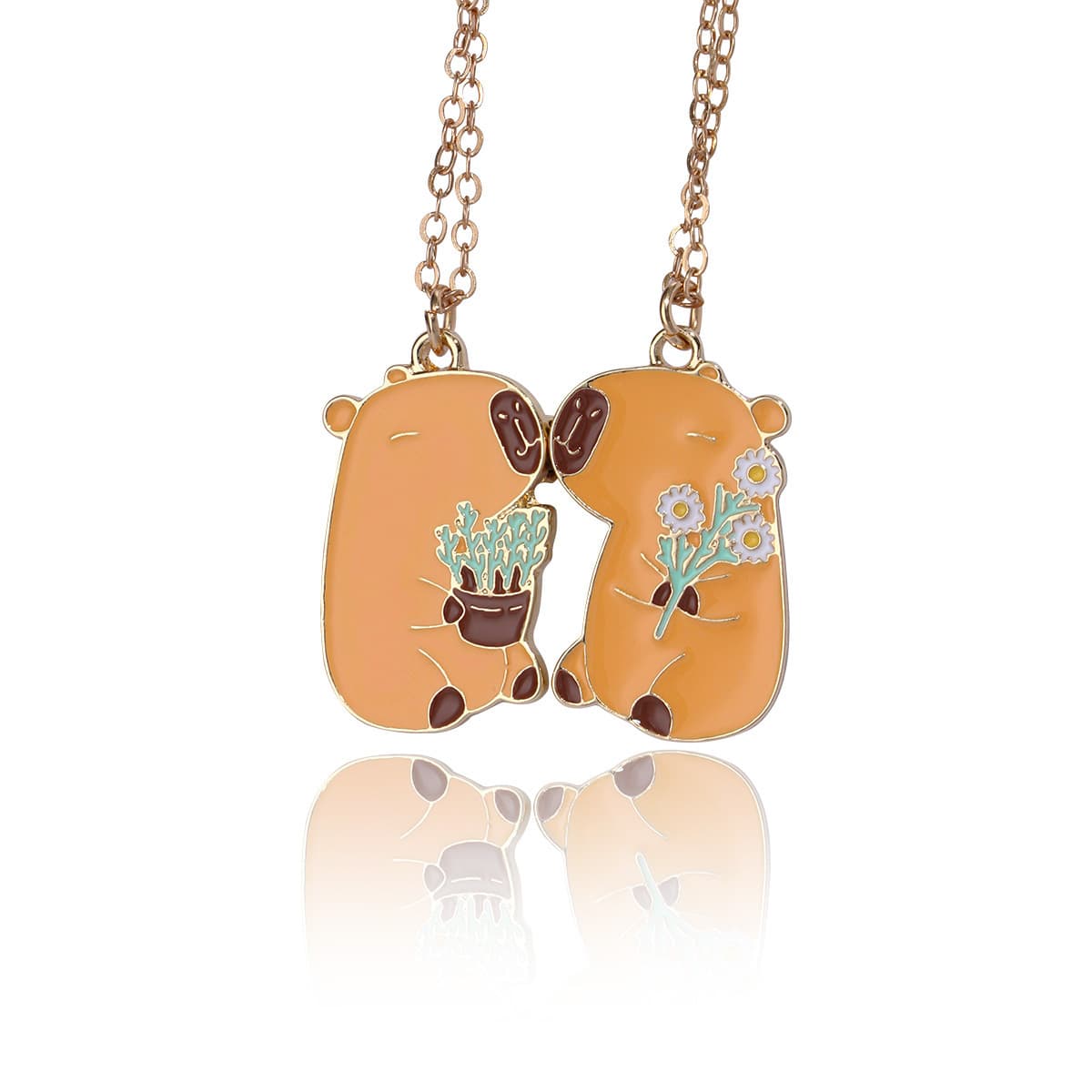 Cute Capybara Magnetic BFF Necklace Set for Best Friends