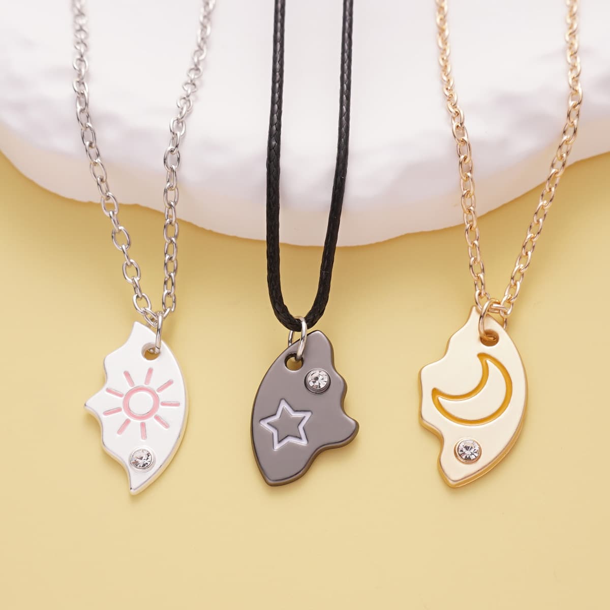 Starry Moon Yin Yang Pendant Necklace Set for Best Friends
