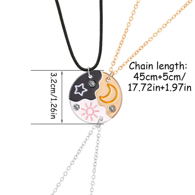 Starry Moon Yin Yang Pendant Necklace Set for Best Friends