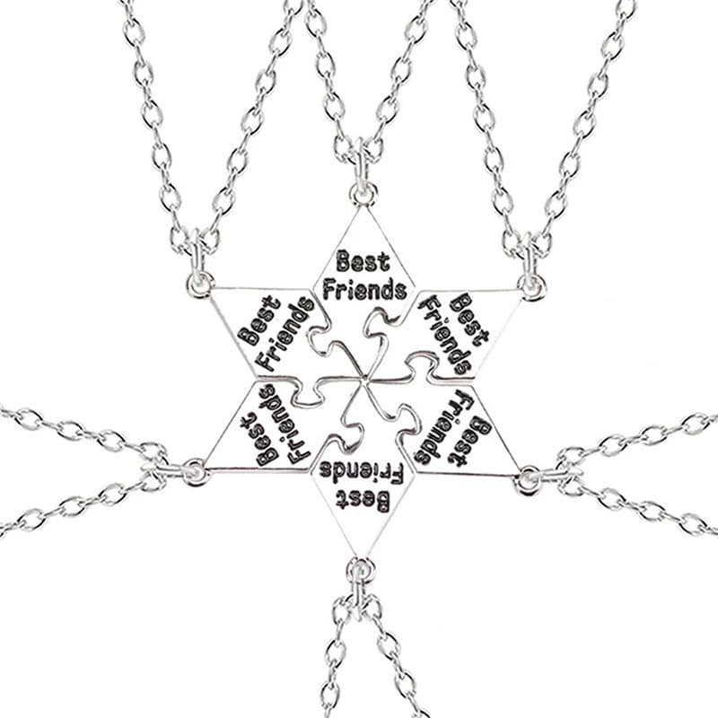 6-Piece Best Friends Star Puzzle Necklace Set - Perfect Graduation Gift for Girls
