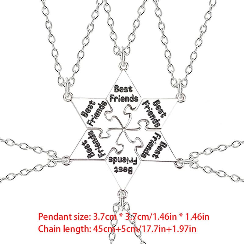 6-Piece Best Friends Star Puzzle Necklace Set - Perfect Graduation Gift for Girls