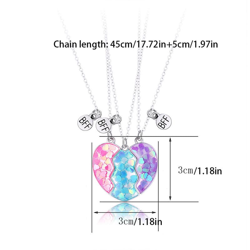 BFF Best Friends Forever Magnetic Heart Necklace Set for Girls