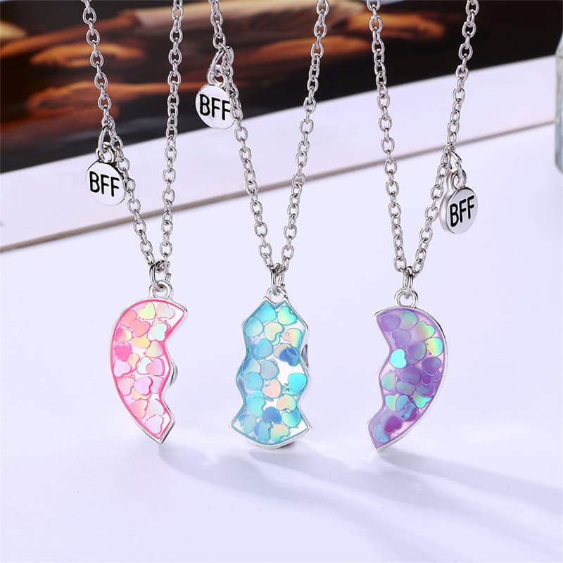 BFF Best Friends Forever Magnetic Heart Necklace Set for Girls
