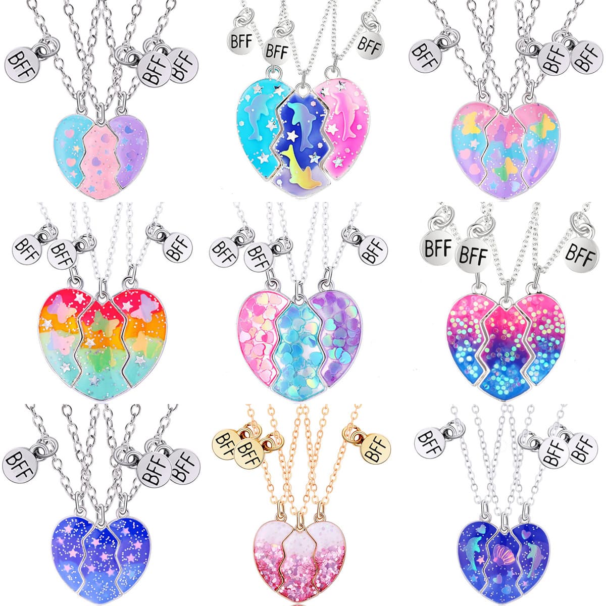 BFF Best Friends Forever Magnetic Heart Necklace Set for Girls