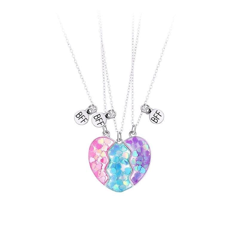 BFF Best Friends Forever Magnetic Heart Necklace Set for Girls