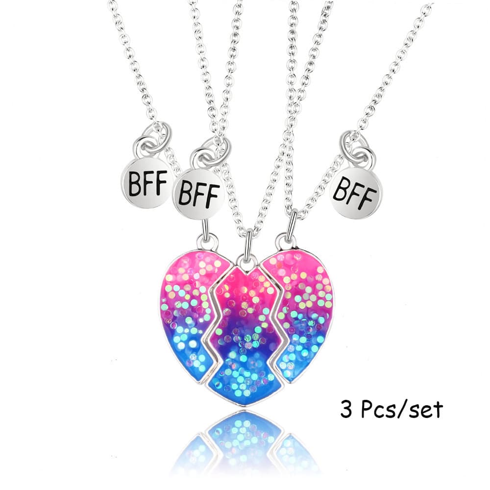 BFF Best Friends Forever Magnetic Heart Necklace Set for Girls