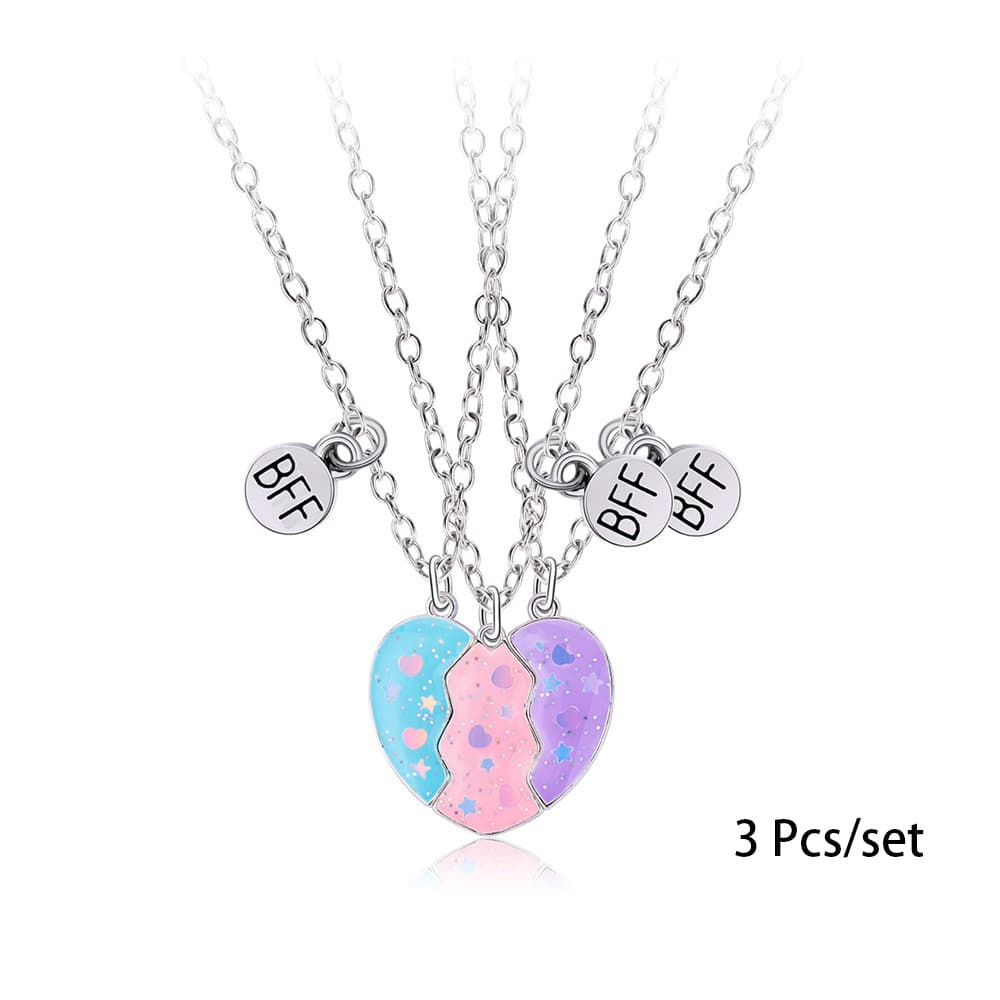 BFF Best Friends Forever Magnetic Heart Necklace Set for Girls