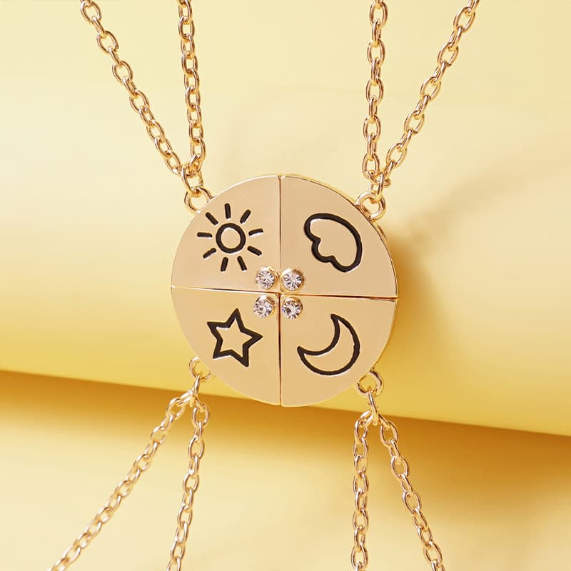 Magnetic Friendship Necklace with Star Moon Sun Cloud Charm